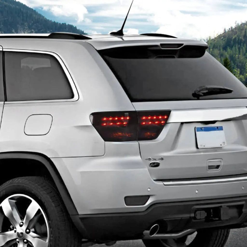 For 2011-2013 Jeep Grand Cherokee WK2 Smoke Black Rear Taillight Lamp Light Trim Cover (4 pcs)