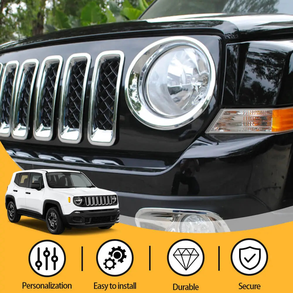 For 2011-2016 Jeep Patriot Front Grille Inserts Ring Trim Cover 7pcs/set