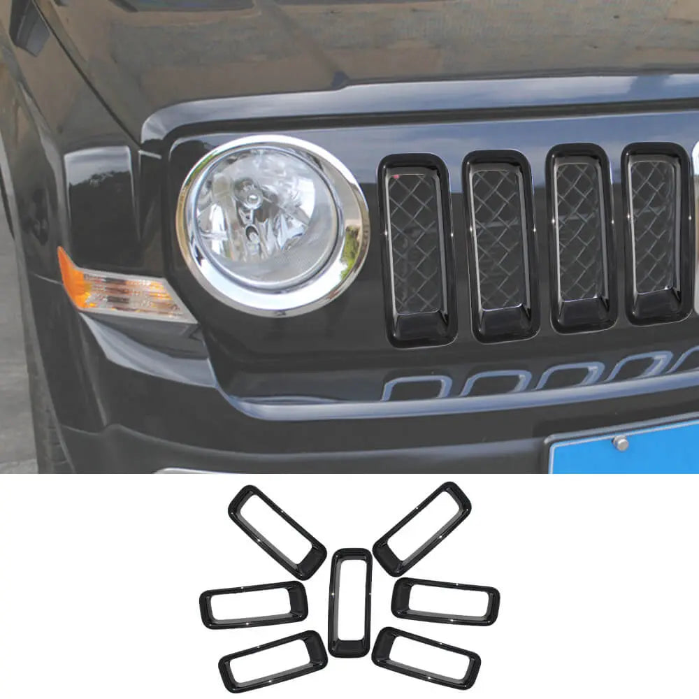For 2011-2016 Jeep Patriot Front Grille Inserts Ring Trim Cover 7pcs/set