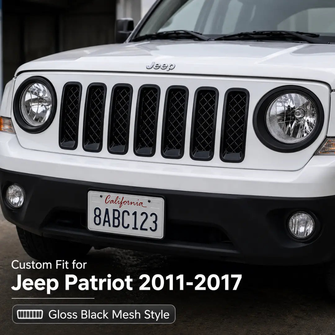 For 2011-2017 Jeep Patriot Front Mesh Grille Inserts Cover Frame Trim ABS 7pcs