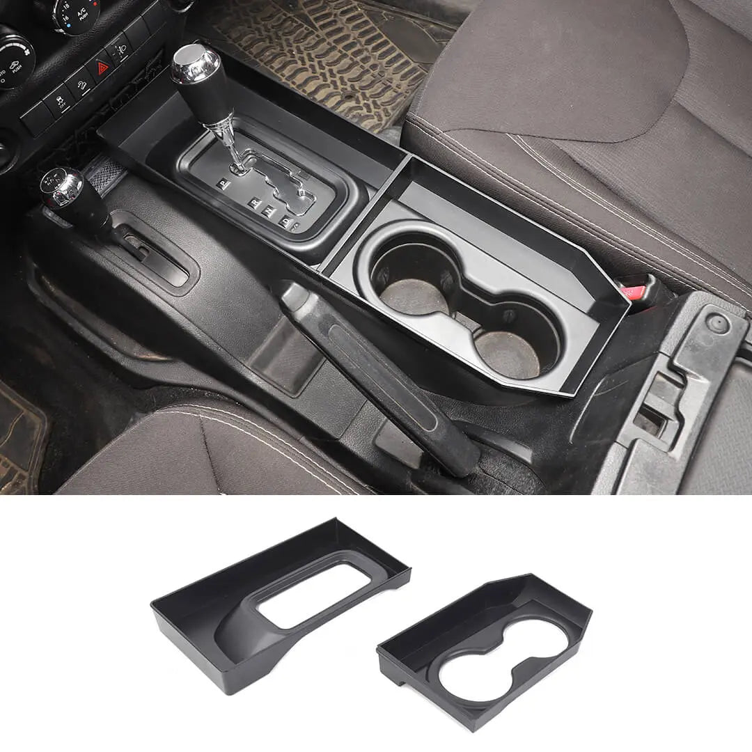 For 2011-2017 Jeep Wrangler JK Gear Shift Cup Holder Additional Storage Box Organizer (2 pcs)