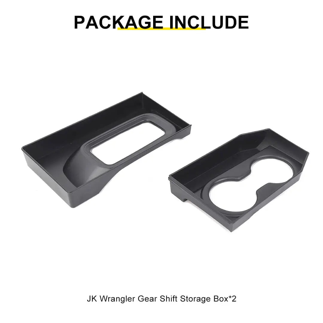 For 2011-2017 Jeep Wrangler JK Gear Shift Cup Holder Additional Storage Box Organizer (2 pcs)