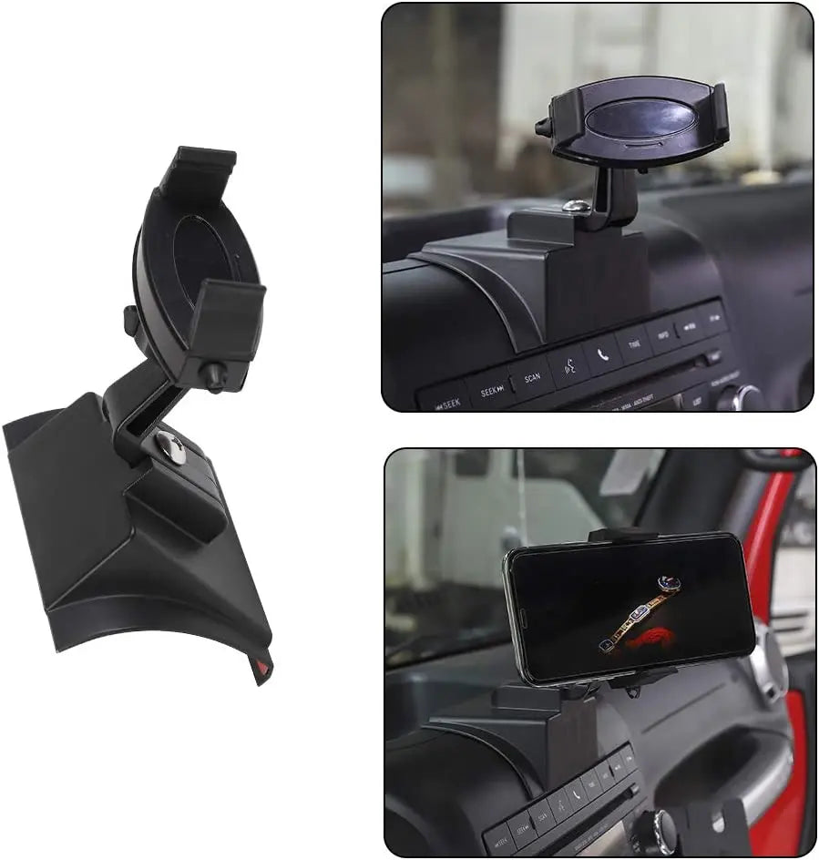 For 2011-2018 Jeep Wrangler JK JKU Automotive Dashboard Car Windshield Cell Phone Holder Mounting Kit