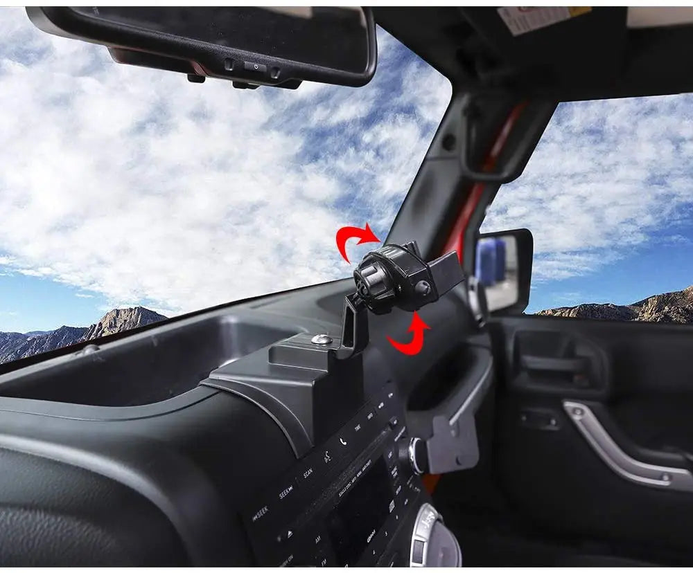 For 2011-2018 Jeep Wrangler JK JKU Automotive Dashboard Car Windshield Cell Phone Holder Mounting Kit