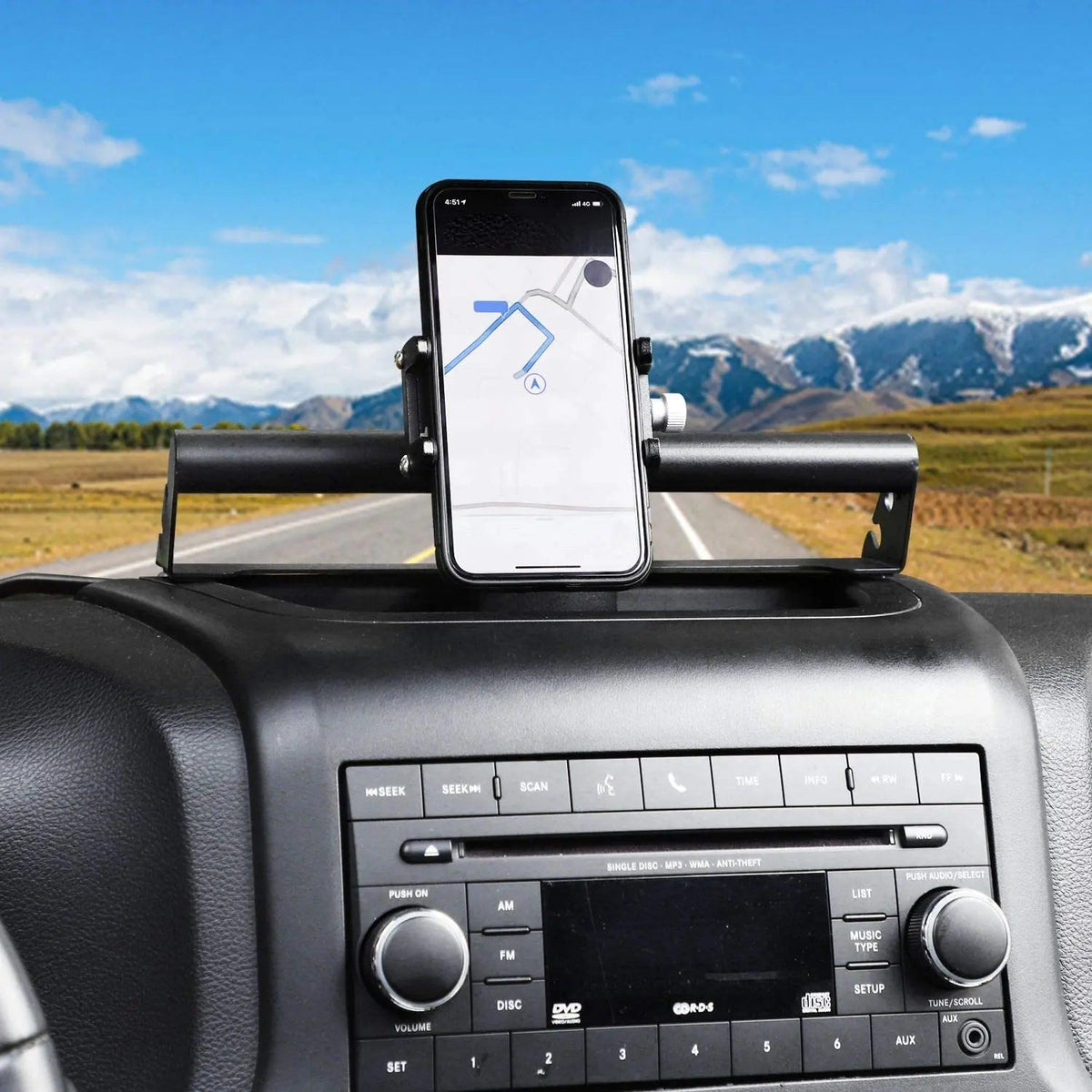 For 2011-2018 Jeep Wrangler JK JKU Dash Mount Phone Holder Stable, Stainless Steel Off-Road Equipment