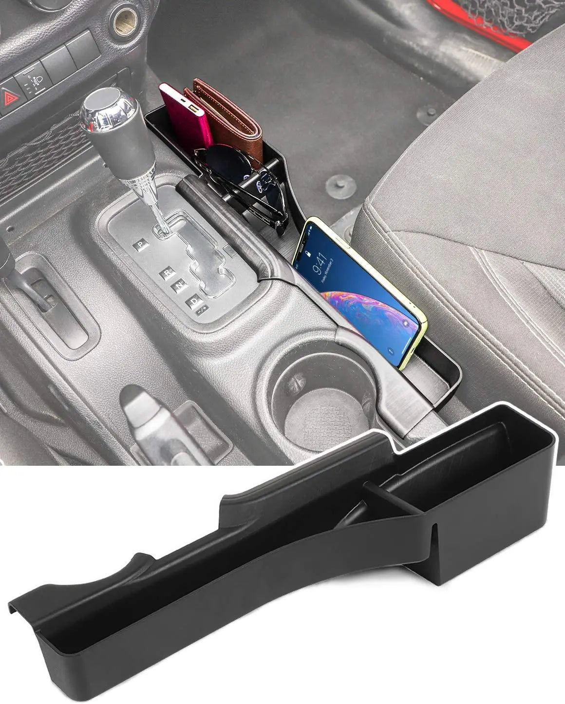 For 2011-2018 Jeep Wrangler JK JKU Gear Shift Center Console Side Storage Box Passenger Side Organizer Tray