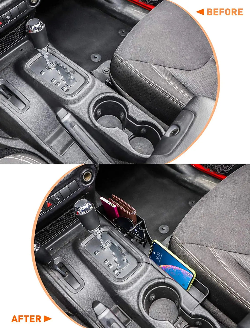For 2011-2018 Jeep Wrangler JK JKU Gear Shift Center Console Side Storage Box Passenger Side Organizer Tray