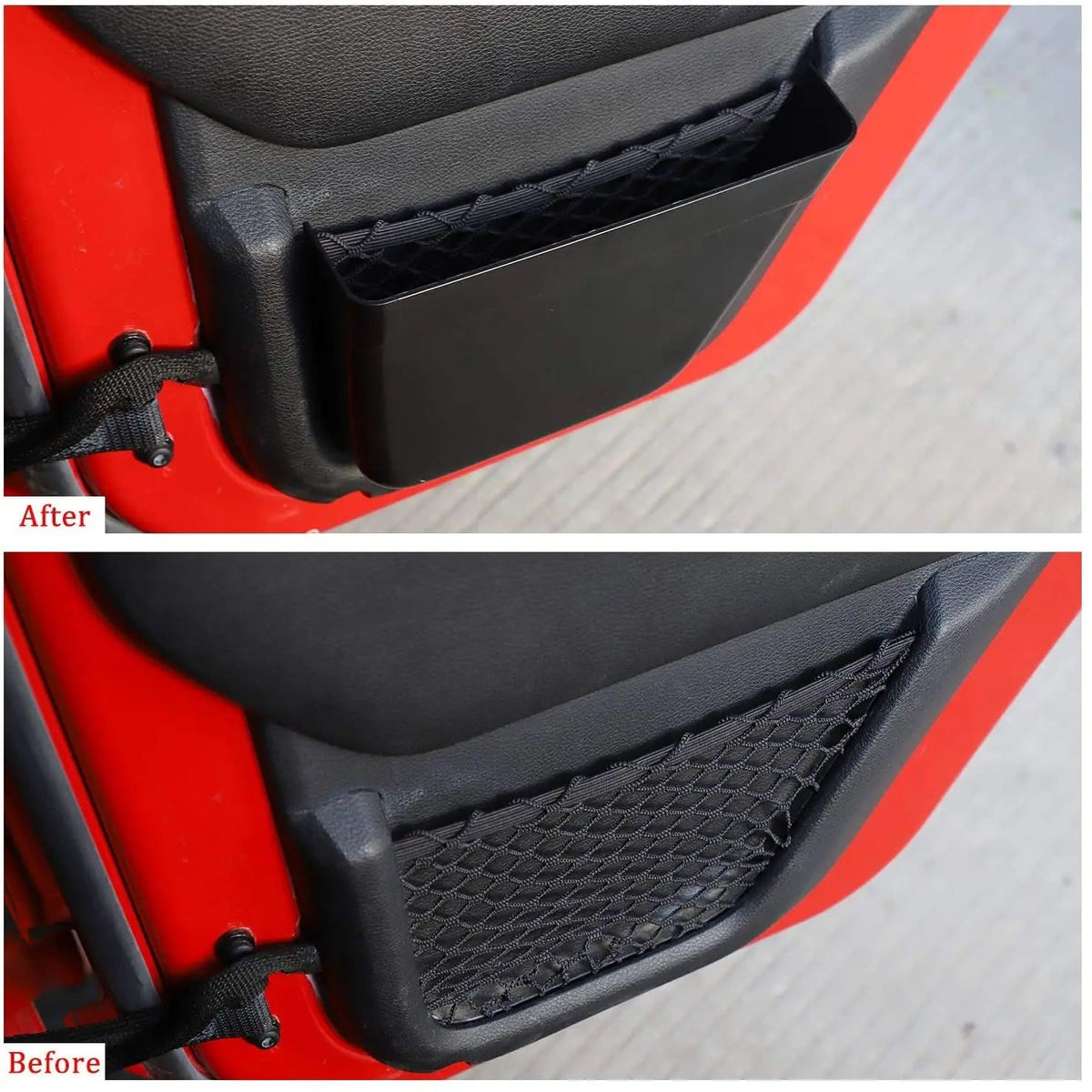 For 2011-2018 Jeep Wrangler JK JKU Front & Rear Door Side Pocket Insert Storage Box Organizer, Door Net Replacement