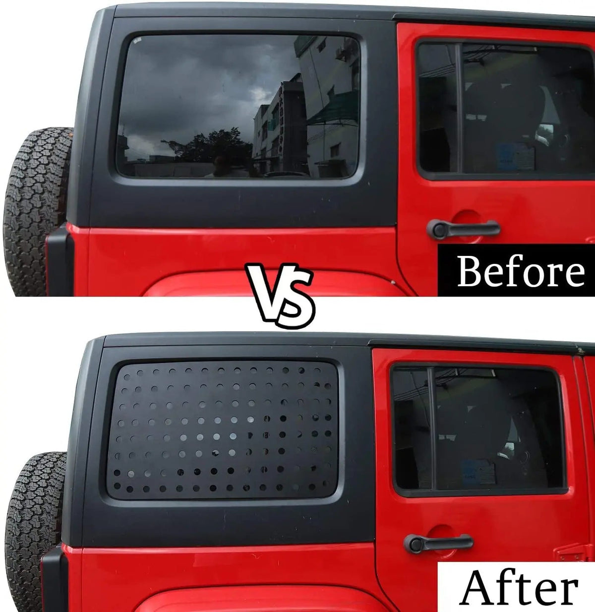 For 2011-2018 Jeep Wrangler JKU & Unlimited 4-Door 2PCS Rear Window Glass Panel Cover Aluminum alloy