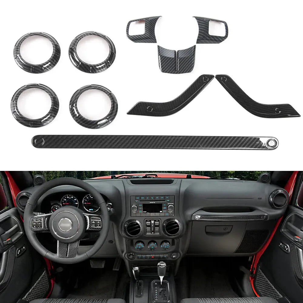 For 2011-2018 2Door Jeep Wrangler JK 10pc Full Set Interior Decor cover Trim Kit