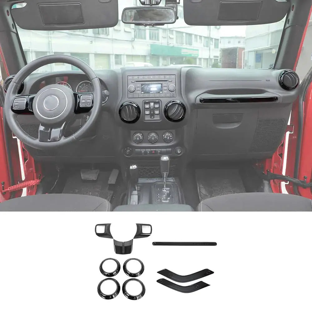 For 2011-2018 2Door Jeep Wrangler JK 10pc Full Set Interior Decor cover Trim Kit