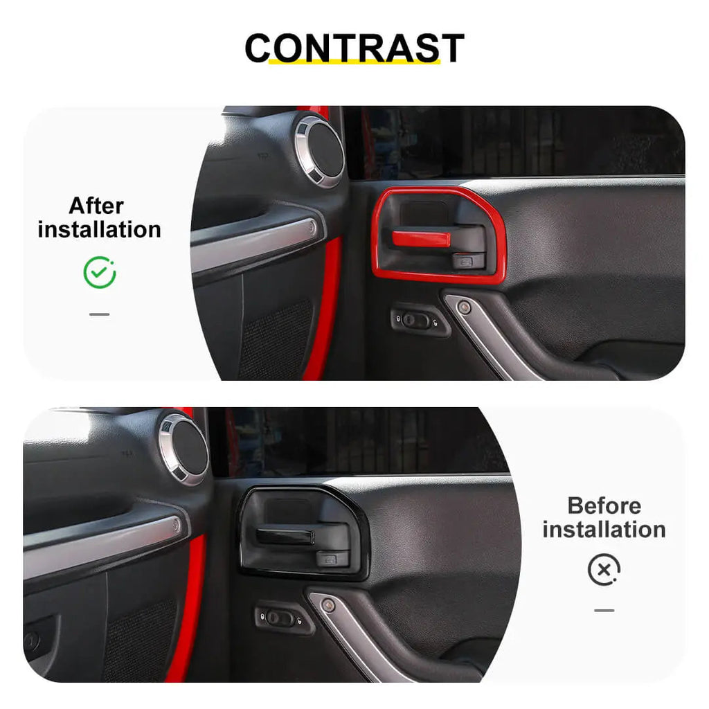 For 2011-2018 Jeep Wrangler JK 2 Door Inner Door Handle Frame Trim（4 pcs）