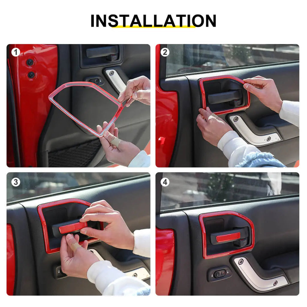 For 2011-2018 Jeep Wrangler JK 2 Door Inner Door Handle Frame Trim（4 pcs）