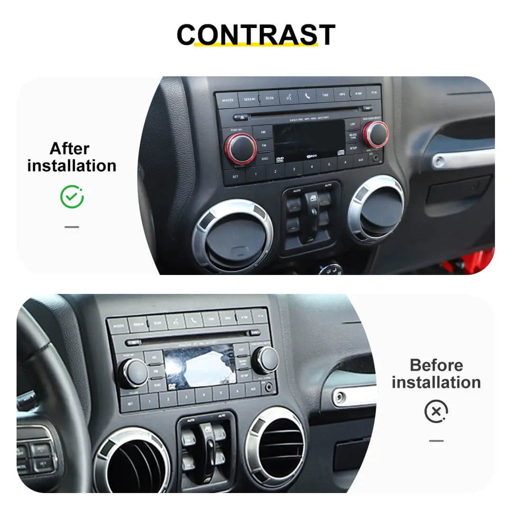 For 2011-2018 Jeep Wrangler JK/2010-2015 Compass/2011-2015 Patriot Center Console Audio CD Switch Knob Ring Cover (2 pcs)