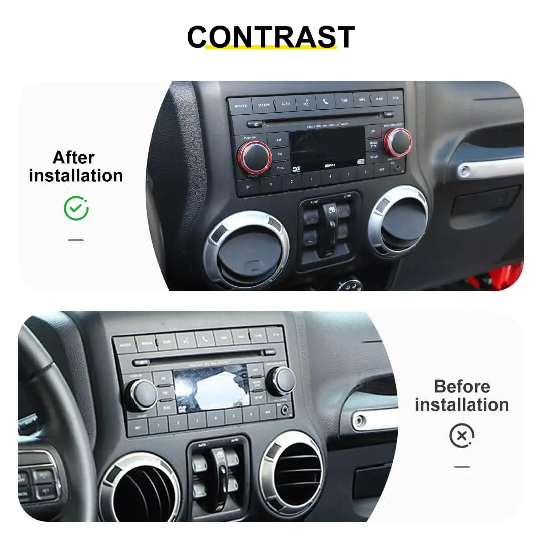 For 2011-2018 Jeep Wrangler JK/2010-2015 Compass/2011-2015 Patriot Center Console Audio CD Switch Knob Ring Cover (2 pcs)