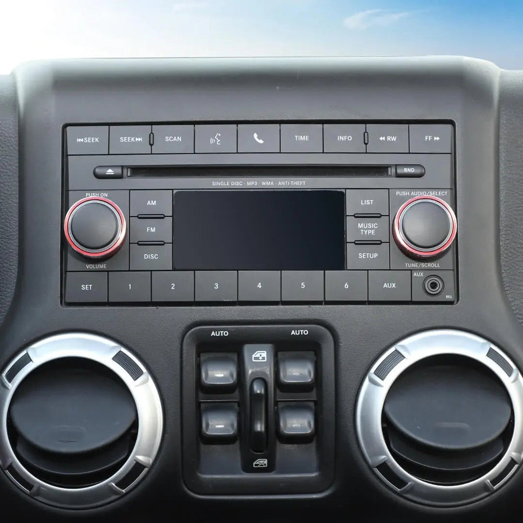 For 2011-2018 Jeep Wrangler JK/2010-2015 Compass/2011-2015 Patriot Center Console Audio CD Switch Knob Ring Cover (2 pcs)