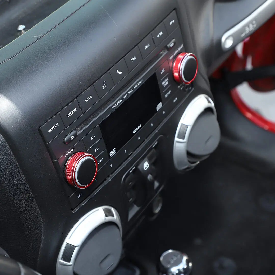 For 2011-2018 Jeep Wrangler JK/2010-2015 Compass/2011-2015 Patriot Center Console Audio CD Switch Knob Ring Cover (2 pcs)