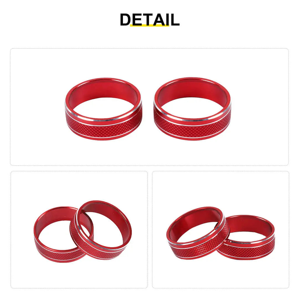 For 2011-2018 Jeep Wrangler JK/2010-2015 Compass/2011-2015 Patriot Center Console Audio CD Switch Knob Ring Cover (2 pcs)