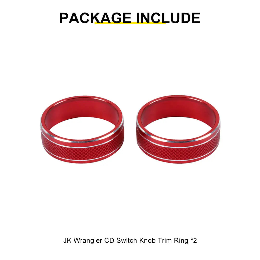 For 2011-2018 Jeep Wrangler JK/2010-2015 Compass/2011-2015 Patriot Center Console Audio CD Switch Knob Ring Cover (2 pcs)
