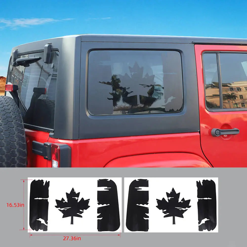 For 2011-2018 Jeep Wrangler JK 4Door Window Decal Rear Window Sticker Canada Flag