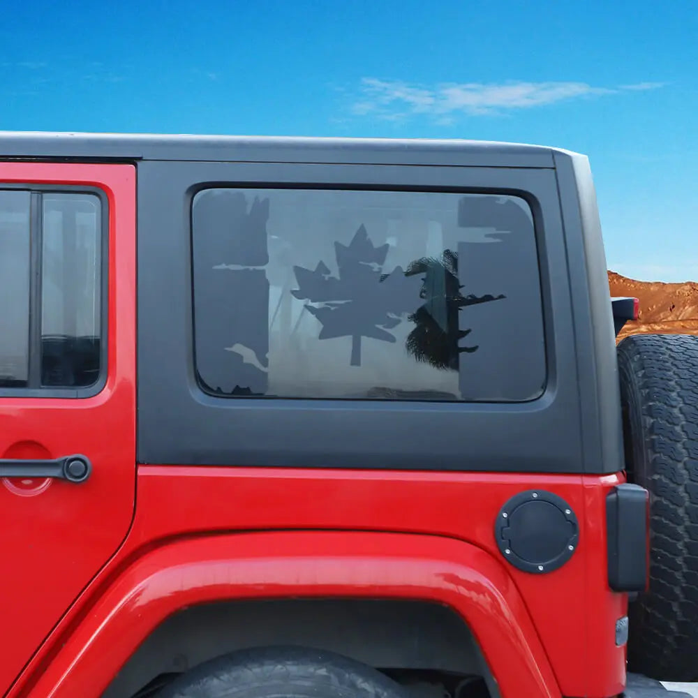 For 2011-2018 Jeep Wrangler JK 4Door Window Decal Rear Window Sticker Canada Flag