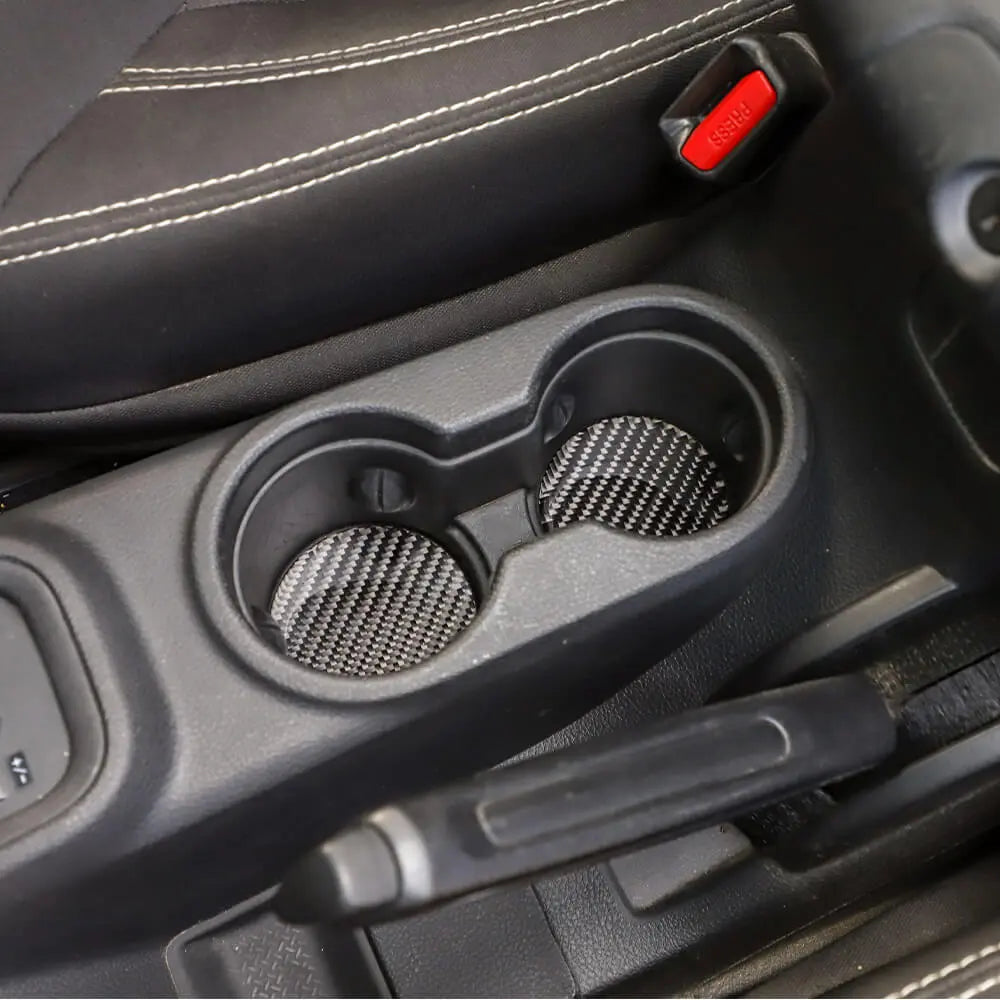 For 2011-2018 Jeep Wrangler JK 4X Cup Holder Mats Coaster Pad Trim Carbon Fiber