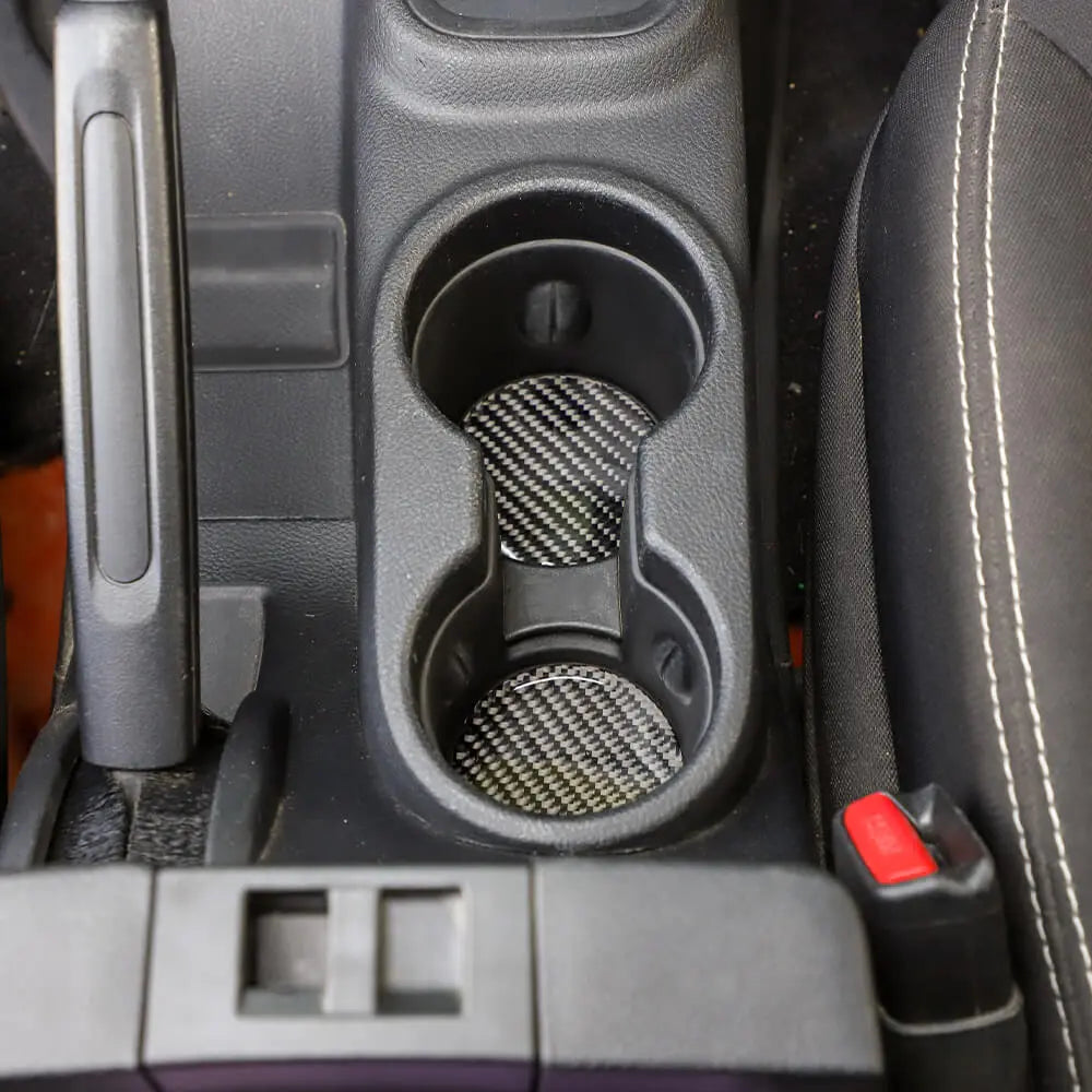 For 2011-2018 Jeep Wrangler JK 4X Cup Holder Mats Coaster Pad Trim Carbon Fiber