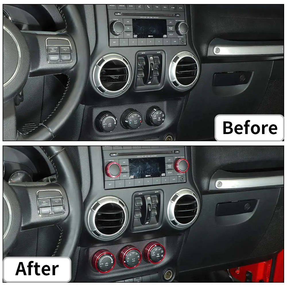For 2011-2018 Jeep Wrangler JK 5X Air Conditioner AC Switch CD Button Knob Ring Trim