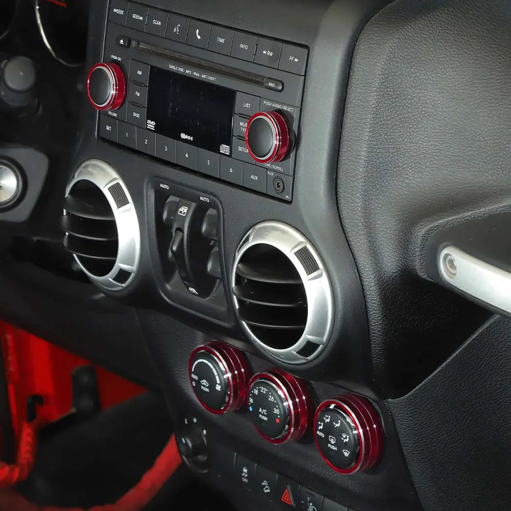For 2011-2018 Jeep Wrangler JK 5X Air Conditioner AC Switch CD Button Knob Ring Trim
