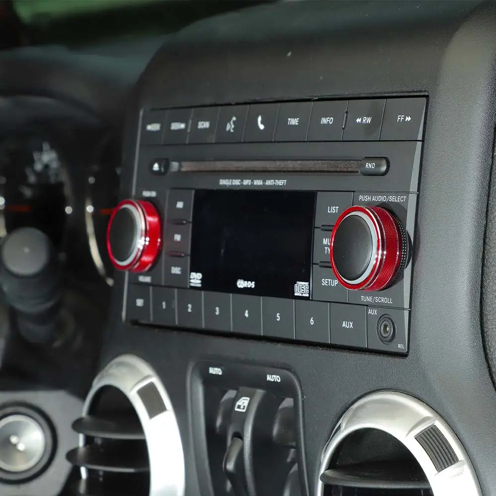 For 2011-2018 Jeep Wrangler JK 5X Air Conditioner AC Switch CD Button Knob Ring Trim