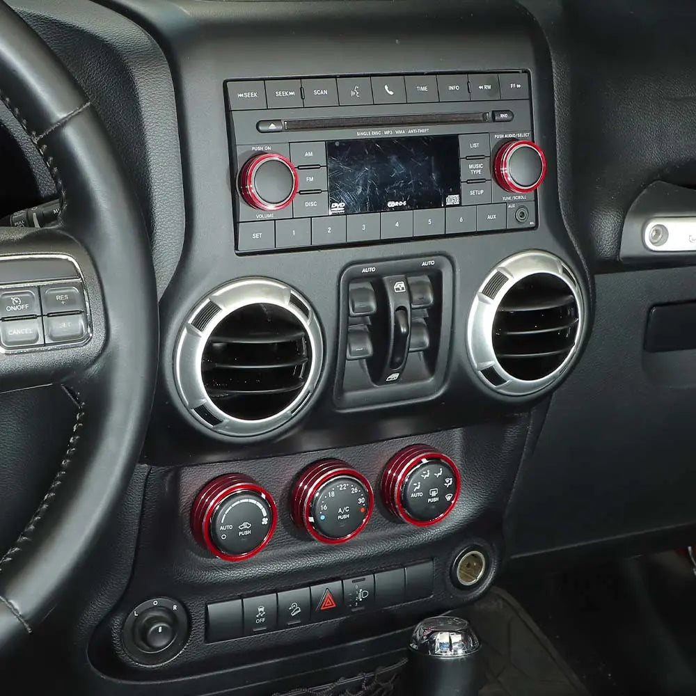 For 2011-2018 Jeep Wrangler JK 5X Air Conditioner AC Switch CD Button Knob Ring Trim