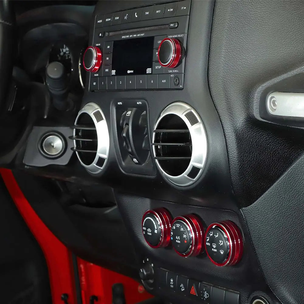 For 2011-2018 Jeep Wrangler JK 5X Air Conditioner AC Switch CD Button Knob Ring Trim