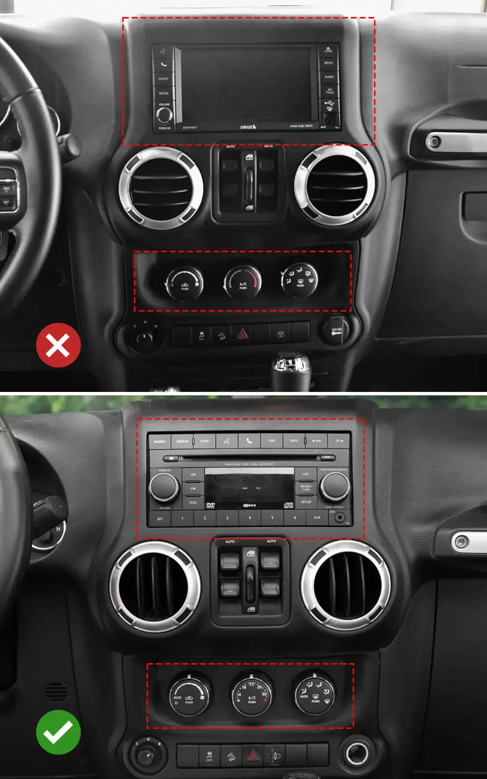 For 2011-2018 Jeep Wrangler JK 5X Air Conditioner AC Switch CD Button Knob Ring Trim