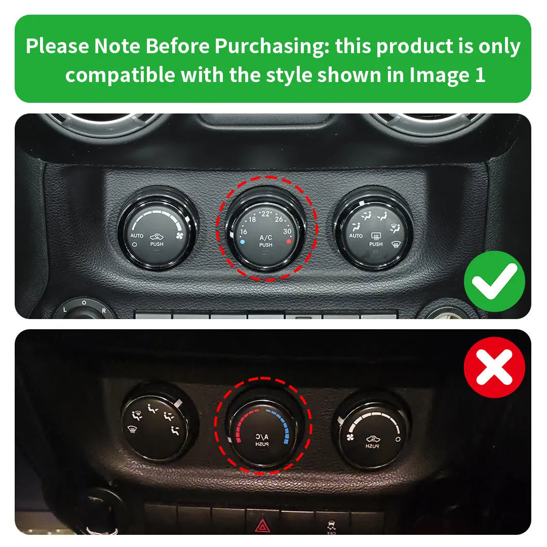 For 2011-2018 Jeep Wrangler JK 5X Air Conditioner AC Switch CD Button Knob Ring Trim