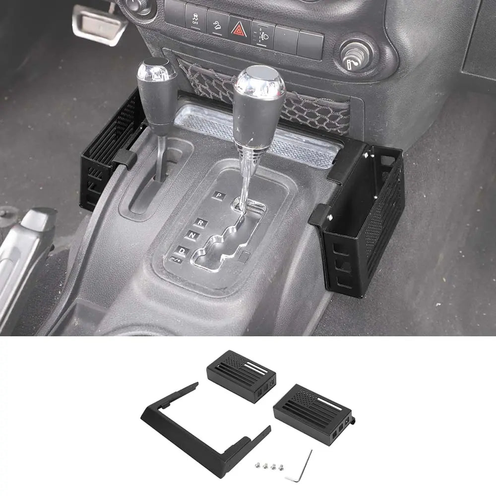 For 2011-2018 Jeep Wrangler JK Aluminum Alloy Tray Gear Shift Center Console Storage Box (Not Fit Manual Transmission)
