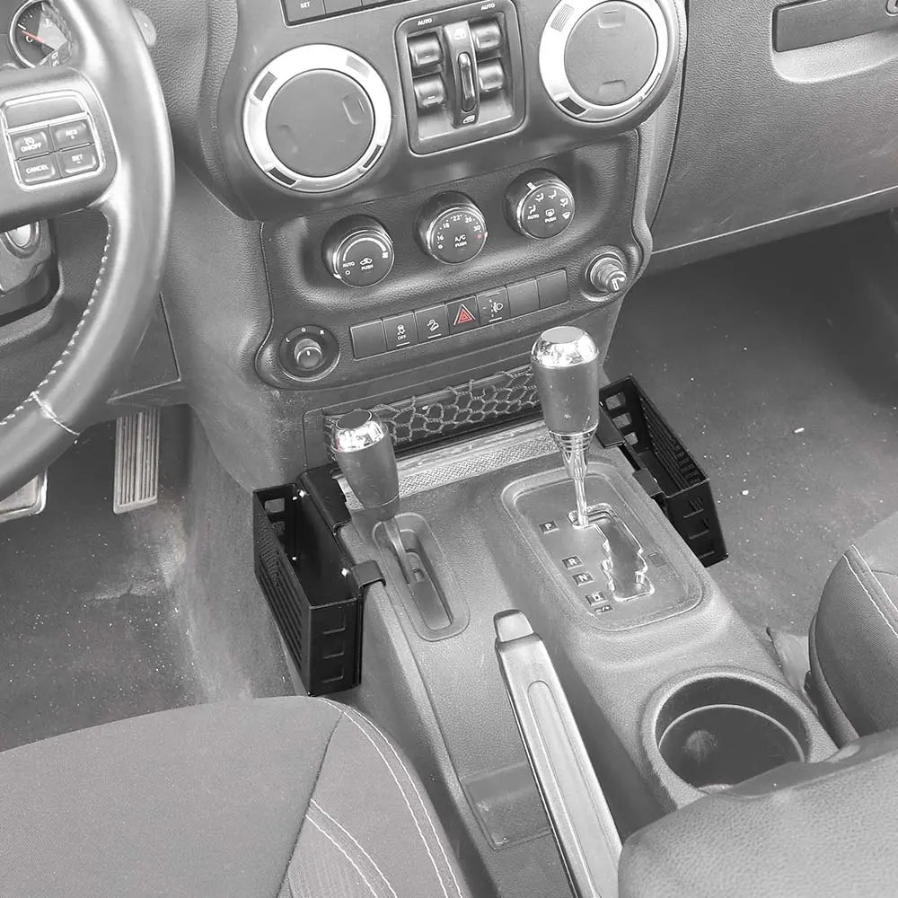 For 2011-2018 Jeep Wrangler JK Aluminum Alloy Tray Gear Shift Center Console Storage Box (Not Fit Manual Transmission)