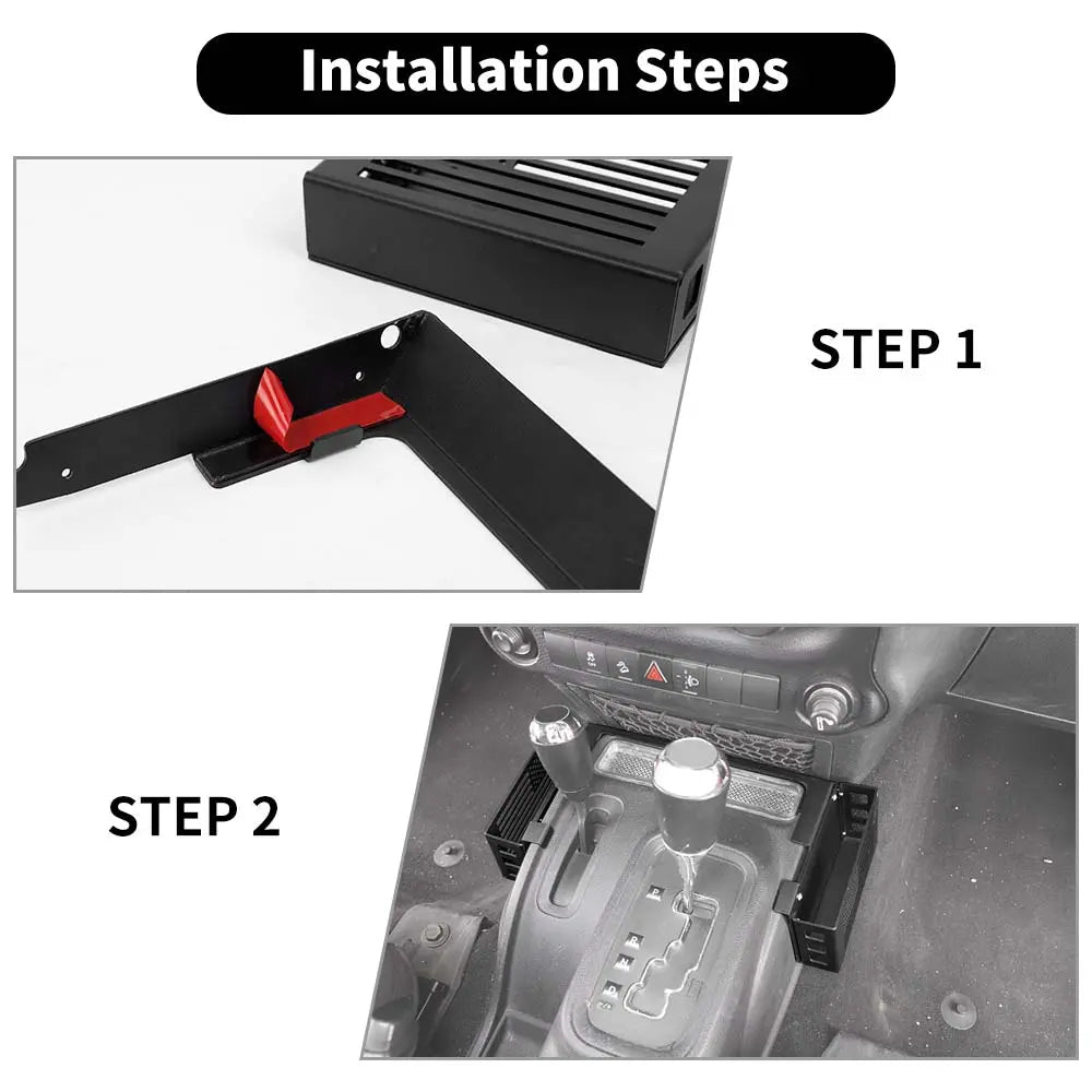 For 2011-2018 Jeep Wrangler JK Aluminum Alloy Tray Gear Shift Center Console Storage Box (Not Fit Manual Transmission)