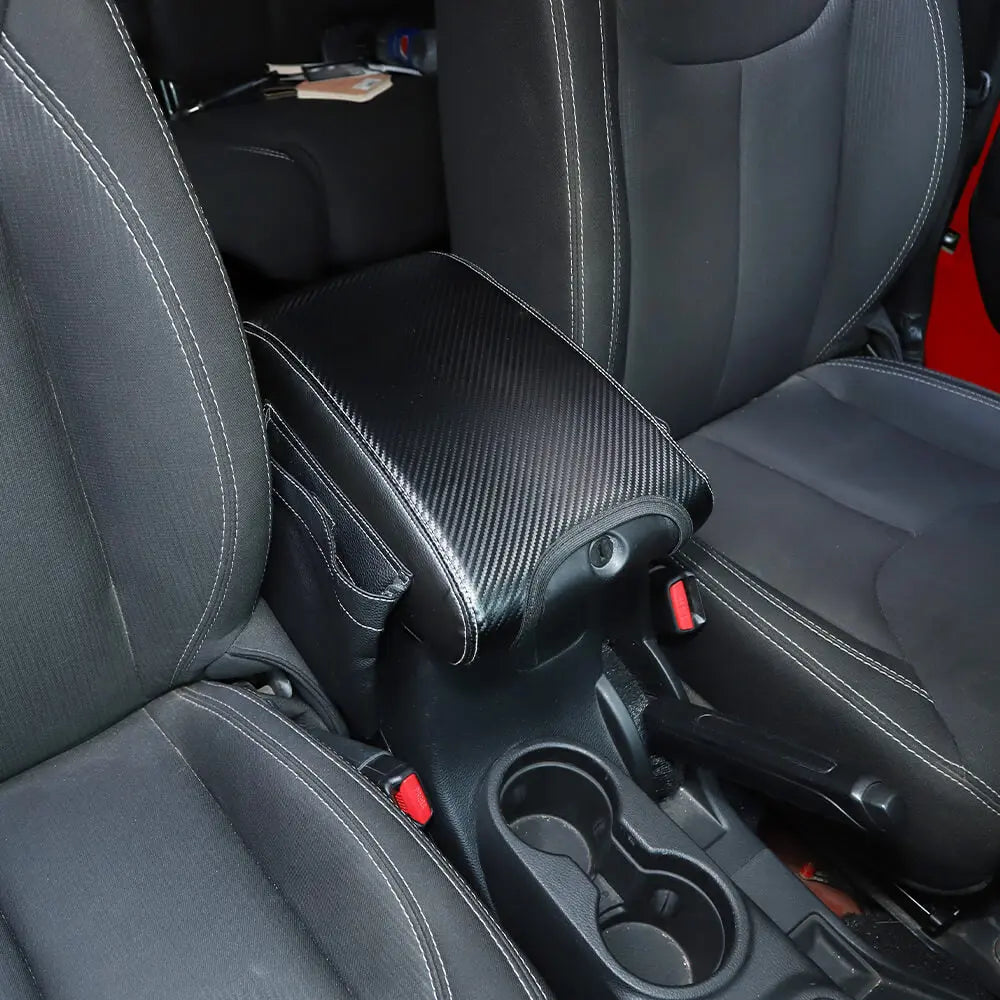 For 2011-2018 Jeep Wrangler JK Center Armrest Box Cover Leather Pad with Storage Bag