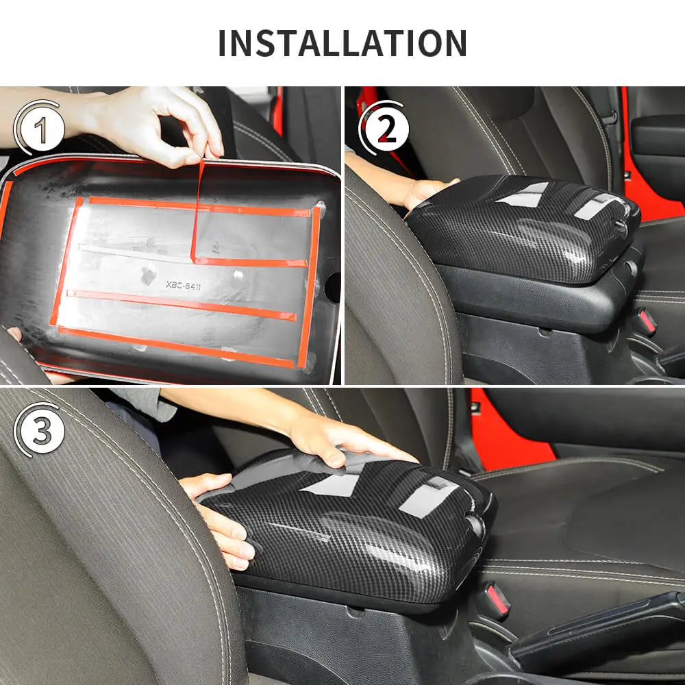 For 2011-2018 Jeep Wrangler JK Center Console Armrest Box Pad Cover Trim Decor