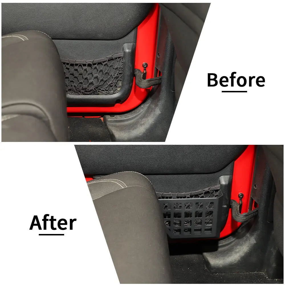 For 2011-2018 Jeep Wrangler JK Front/Rear Door Net Replacement Metal Map Storage Box Door Pocket Organizer