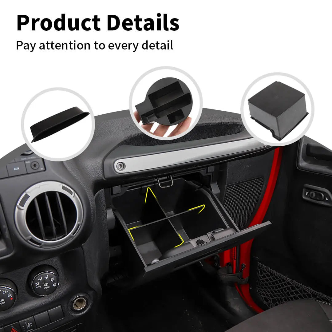 For 2011-2018 Jeep Wrangler JK Interior Center Console Armrest Storage Box Organizer Tray Insert