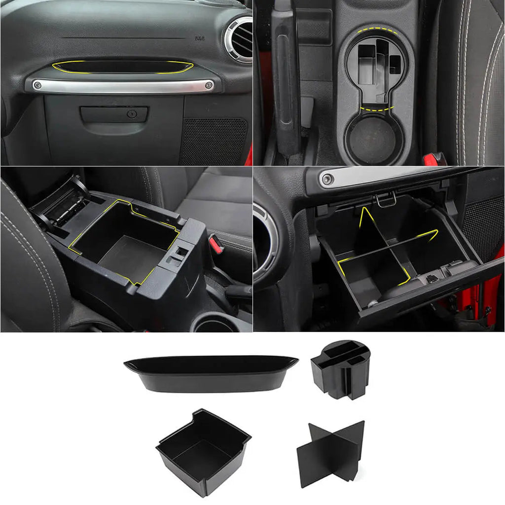 For 2011-2018 Jeep Wrangler JK Interior Center Console Armrest Storage Box Organizer Tray Insert