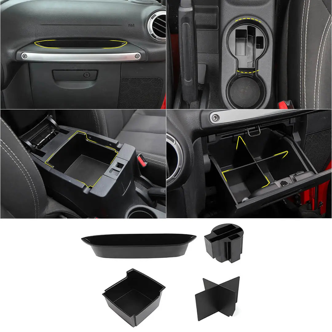 For 2011-2018 Jeep Wrangler JK Interior Center Console Armrest Storage Box Organizer Tray Insert