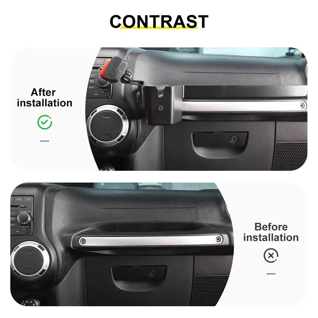 For 2011-2018 Jeep Wrangler JK Interior Co-pilot Handle Storage Box Mount Phone Holder