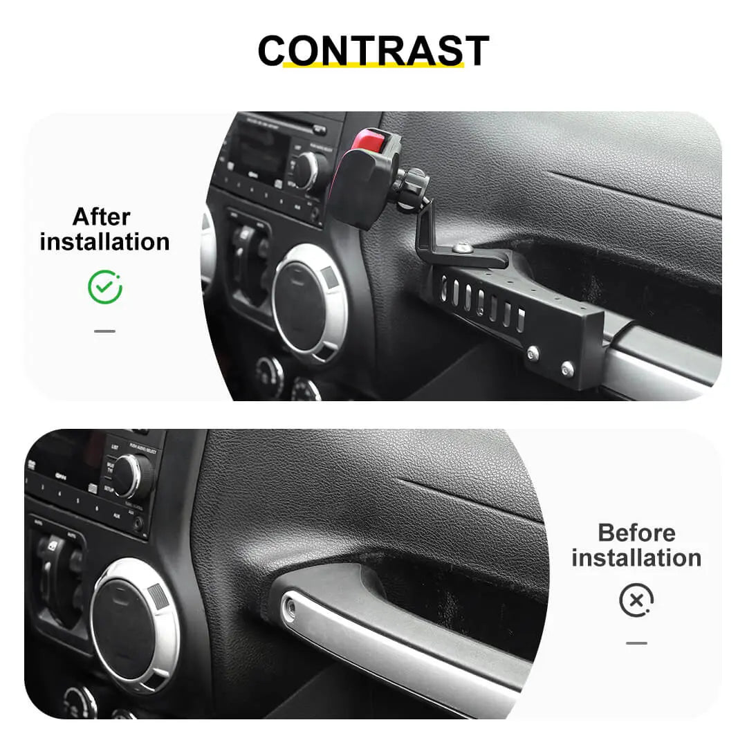 For 2011-2018 Jeep Wrangler JK Interior Copilot Armrest Handle Phone Holder Mount Stand