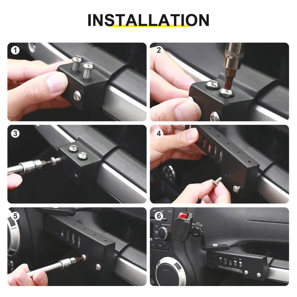 For 2011-2018 Jeep Wrangler JK Interior Copilot Armrest Handle Phone Holder Mount Stand