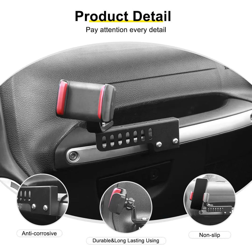 For 2011-2018 Jeep Wrangler JK Interior Copilot Armrest Handle Phone Holder Mount Stand