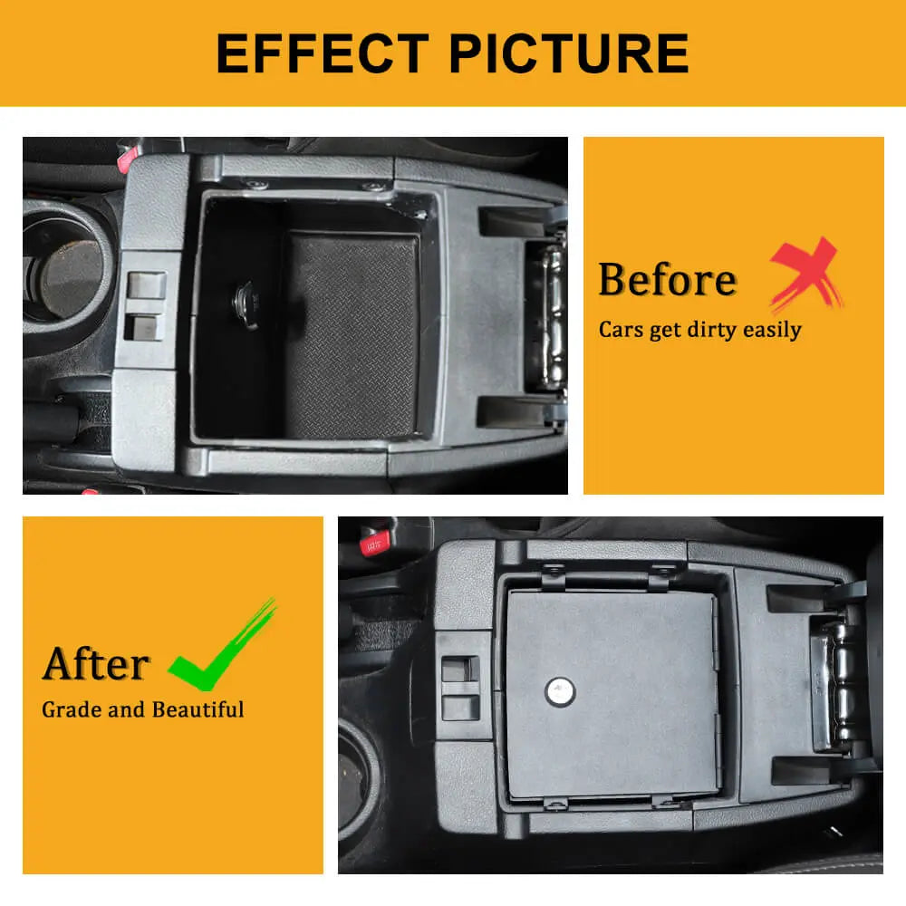 For 2011-2018 Jeep Wrangler JK Iron Center Console Armrest Box Safety Panel Cover Storage Case Lid with Lock Kit