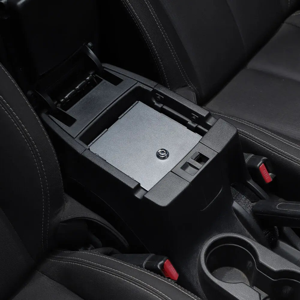 For 2011-2018 Jeep Wrangler JK Iron Center Console Armrest Box Safety Panel Cover Storage Case Lid with Lock Kit
