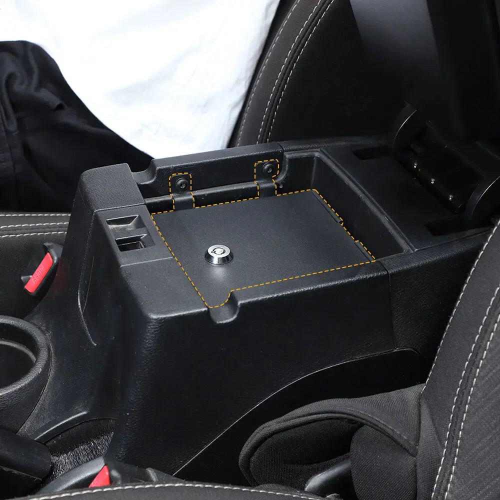 For 2011-2018 Jeep Wrangler JK Iron Center Console Armrest Box Safety Panel Cover Storage Case Lid with Lock Kit